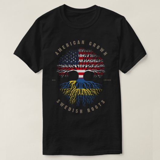 Amerikaans Gekweekt Zweedse Wortels Zweedse Vlag T-shirt (Design voorkant)