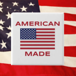 Amerikaans Gemaakt Knoopje – Trots om Geboren te Z Vierkante Button 5,1 Cm