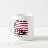 Amerikaans gepersonaliseerd legercadeau koffiemok (Voorkant links)
