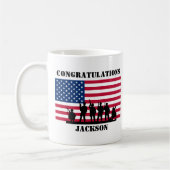 Amerikaans gepersonaliseerd legercadeau koffiemok (Links)