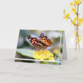 Amerikaans Geschilderd Dame Butterfly Blank Kaart (Gele Bloem)