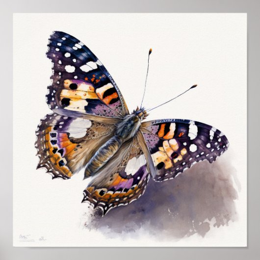 Amerikaans geschilderd Lady Butterfly Art Print Po (Voorkant)