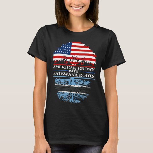 Amerikaans geteeld met Batswana wortels Botswana T-shirt (Voorkant)