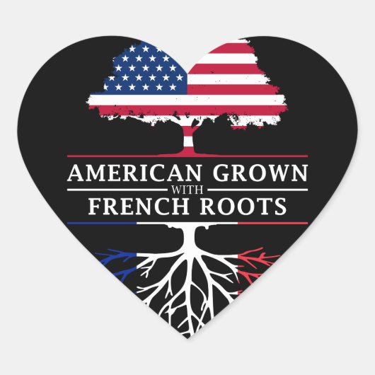 Amerikaans geteeld met Franse Roots France Design Hart Sticker (Voorkant)