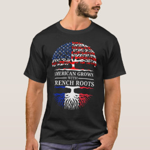 Amerikaans Geteeld Met Franse Wortels Usa Vlag Boo T-shirt