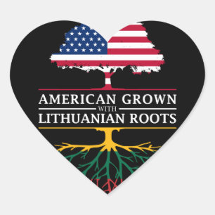 Amerikaans geteeld met Litouwse wortels Litouwen Hart Sticker