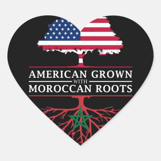 Amerikaans geteeld met Marokkaanse roots Marokko Hart Sticker (Voorkant)