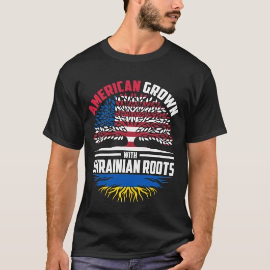 Amerikaans geteeld met Oekraïense wortels Oekraïne T-shirt (Voorkant)