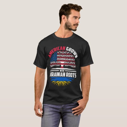 Amerikaans geteeld met Oekraïense wortels Oekraïne T-shirt (Voorkant volledig)