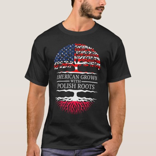 Amerikaans geteeld met Poolse wortels USA Flag Tre T-shirt (Voorkant)