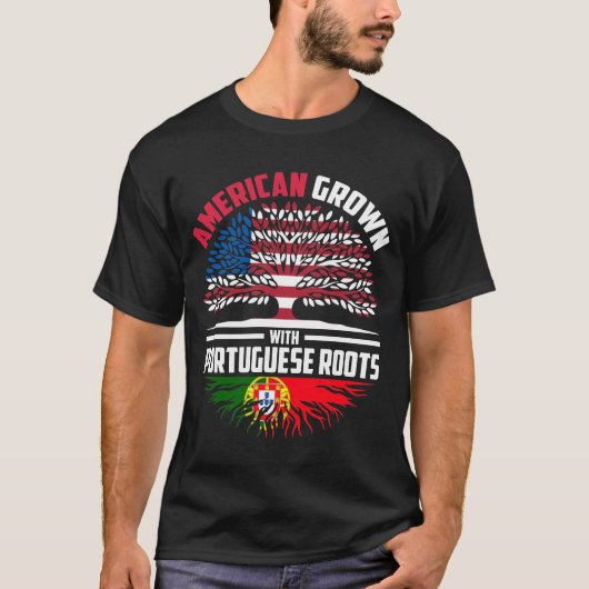 Amerikaans geteeld met Portugese wortels Portugal T-shirt (Voorkant)