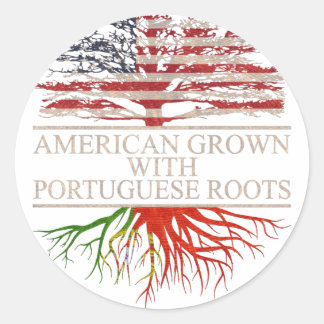 Amerikaans geteeld met portugese wortels ronde sticker