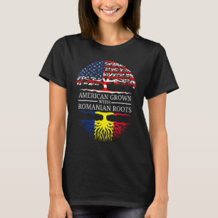 Amerikaans Geteeld Met Roemeense Wortels Usa Vlag  T-shirt