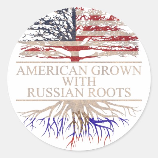 Amerikaans geteeld met Russische wortels Ronde Sticker (Voorkant)