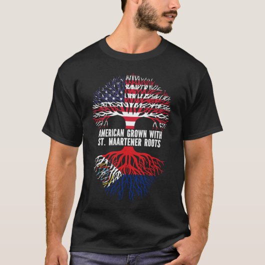 Amerikaans geteeld met St. Maartener Roots USA Vla T-shirt (Voorkant)