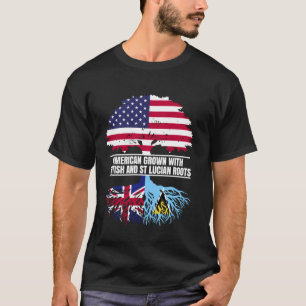Amerikaans geteeld met vlag-erfgoed Brits St Lucia T-shirt