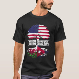 Amerikaans geteeld met vlag-erfgoed Welshe Cubaans T-shirt