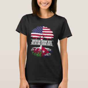 Amerikaans geteeld met vlag-erfgoed Welshe Cubaans T-shirt