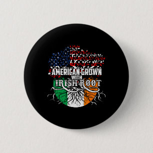 Amerikaans geteelde Ierse Wortel Vlag Ierland St.  Ronde Button 5,7 Cm