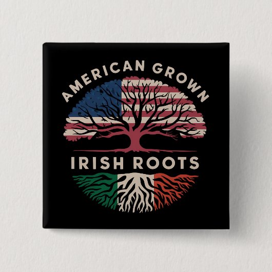 Amerikaans geteelde Ierse wortels St. Patrick's Da Vierkante Button 5,1 Cm (Voorkant)