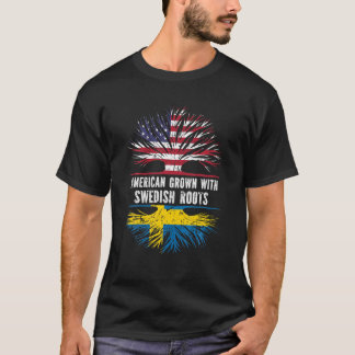 Amerikaans gewas met Zweedse wortels Vlag Zweden T-shirt