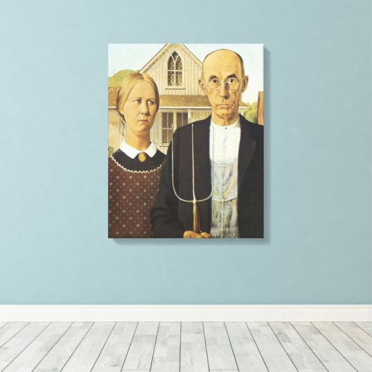 Amerikaans Gothic Canvas Afdruk (Insitu (Houten vloer))