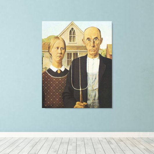 Amerikaans Gothic Canvas Afdruk (Insitu (Houten vloer))