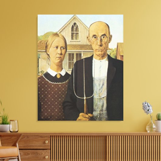 Amerikaans Gothic Canvas Afdruk (Insitu (Woonkamer))
