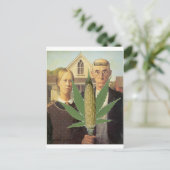 amerikaans gothic-grant-wood cornnabis tomacco briefkaart (Staand voorkant)
