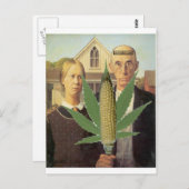 amerikaans gothic-grant-wood cornnabis tomacco briefkaart (Voorkant / Achterkant)