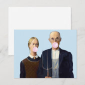 Amerikaans Gothic koppel dat bubbelgom blaast (Voorkant / Achterkant)
