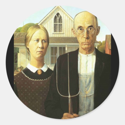Amerikaans Gothic Ronde Sticker (Voorkant)