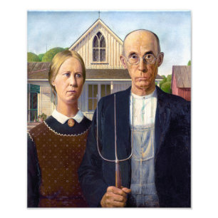 Amerikaans Gothic Subsidiehout Foto Afdruk