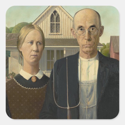 Amerikaans Gothic Vierkante Sticker (Voorkant)