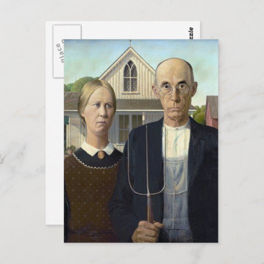 Amerikaans Gothisch door Grant DeVolson Wood Briefkaart (Voorkant / Achterkant)