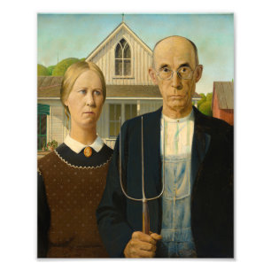 Amerikaans Gothisch door Grant Wood Foto Afdruk