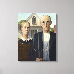 Amerikaans Gothisch schilderen door Grant Wood op  Canvas Afdruk