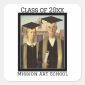 Amerikaans gotisch Afstuderen Vierkante Sticker (Voorkant)