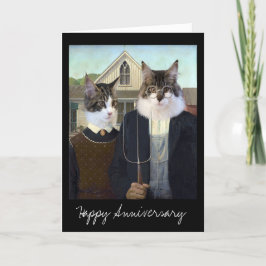Amerikaans Gotisch grappig Kattenfeest Kaart