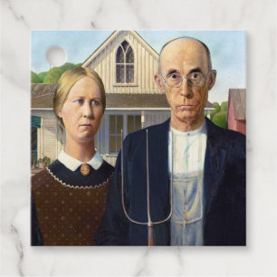 Amerikaans gotisch Klassiek schilderen Grant Wood Bedankjes Labels