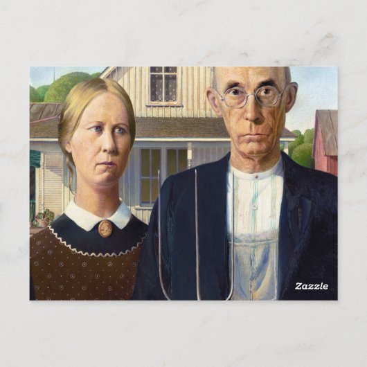 Amerikaans gotisch Klassiek schilderen Grant Wood Briefkaart (Achterkant)