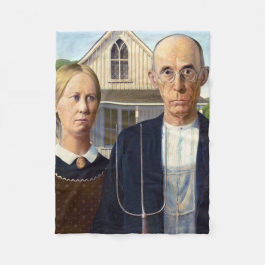 Amerikaans gotisch Klassiek schilderen Grant Wood Fleece Deken (Voorkant)