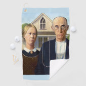 Amerikaans gotisch Klassiek schilderen Grant Wood Golfhanddoek (Insitu)
