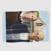 Amerikaans gotisch Klassiek schilderen Grant Wood Golfhanddoek (Horizontaal)