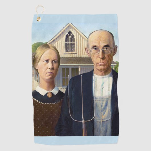 Amerikaans gotisch Klassiek schilderen Grant Wood Golfhanddoek (Voorkant)