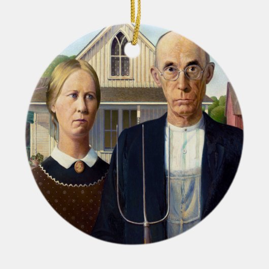 Amerikaans gotisch Klassiek schilderen Grant Wood Keramisch Ornament (Voorkant)