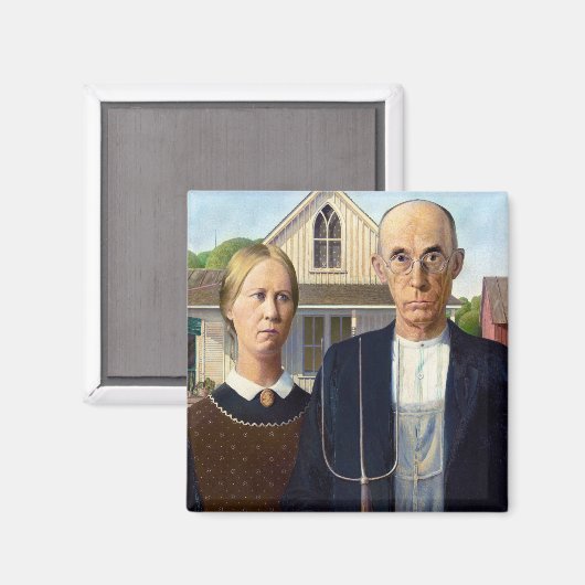 Amerikaans gotisch Klassiek schilderen Grant Wood Magneet (Voorkant / Achterkant)