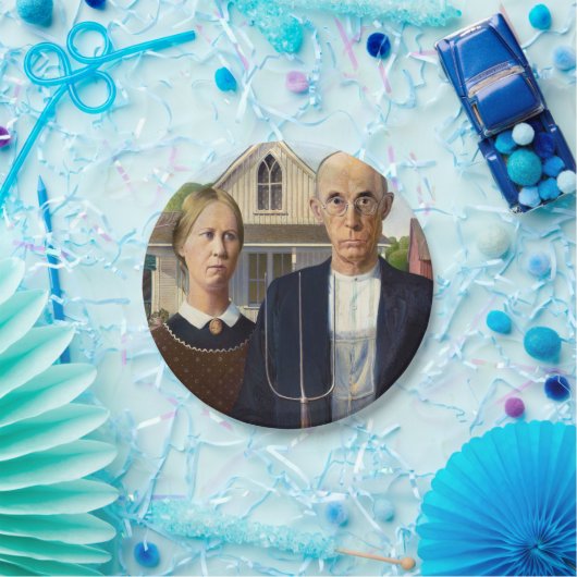 Amerikaans gotisch Klassiek schilderen Grant Wood Papieren Bordje (Feest)