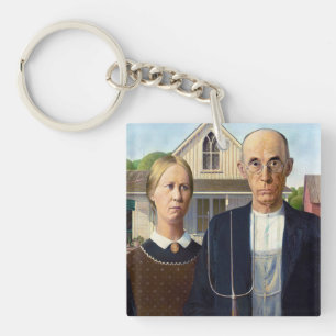 Amerikaans gotisch Klassiek schilderen Grant Wood Sleutelhanger