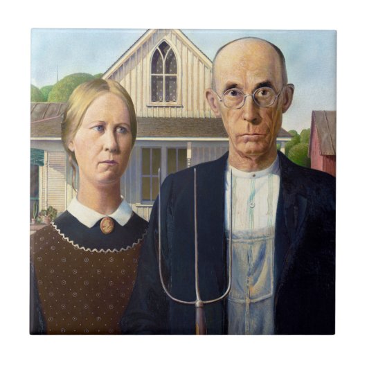 Amerikaans gotisch Klassiek schilderen Grant Wood Tegeltje (Voorkant)